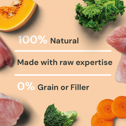 Try "Raw Rabbit & Turkey: 100% Natural, Expertly Raw, 0% Grain or Filler. Premium dog food.