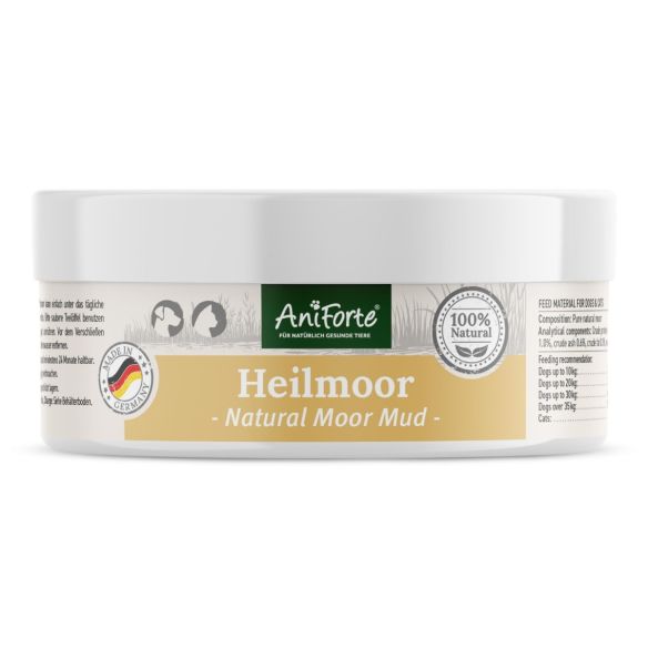 Aniforte Mineral Moor Mud 300g, white tub with German/English text; rich in humic acids for digestive support.