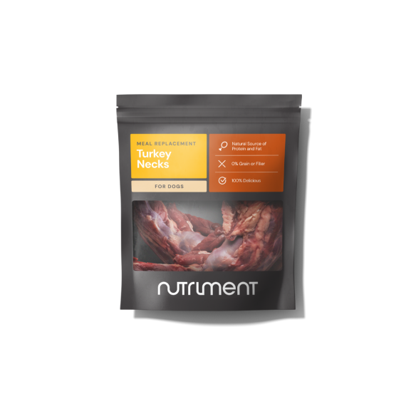 Turkey Necks 500g, natural meal replacement for dogs, includes raw turkey necks inside.